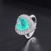 Blue Heart Inlaid Pendant, Simulated Paraiba Necklace, Ring, Earring, Three Piece Set_ipsvogv.com