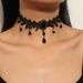 New Fashion Personality Black Gothic Style Collarbone Chain Women's Exaggerated Lace Necklace_ipsvogv.com