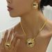 Light luxury style earrings, necklace, jewelry set, personalized zircon flower inlay, niche design, ring, long necklace_ipsvogv.com