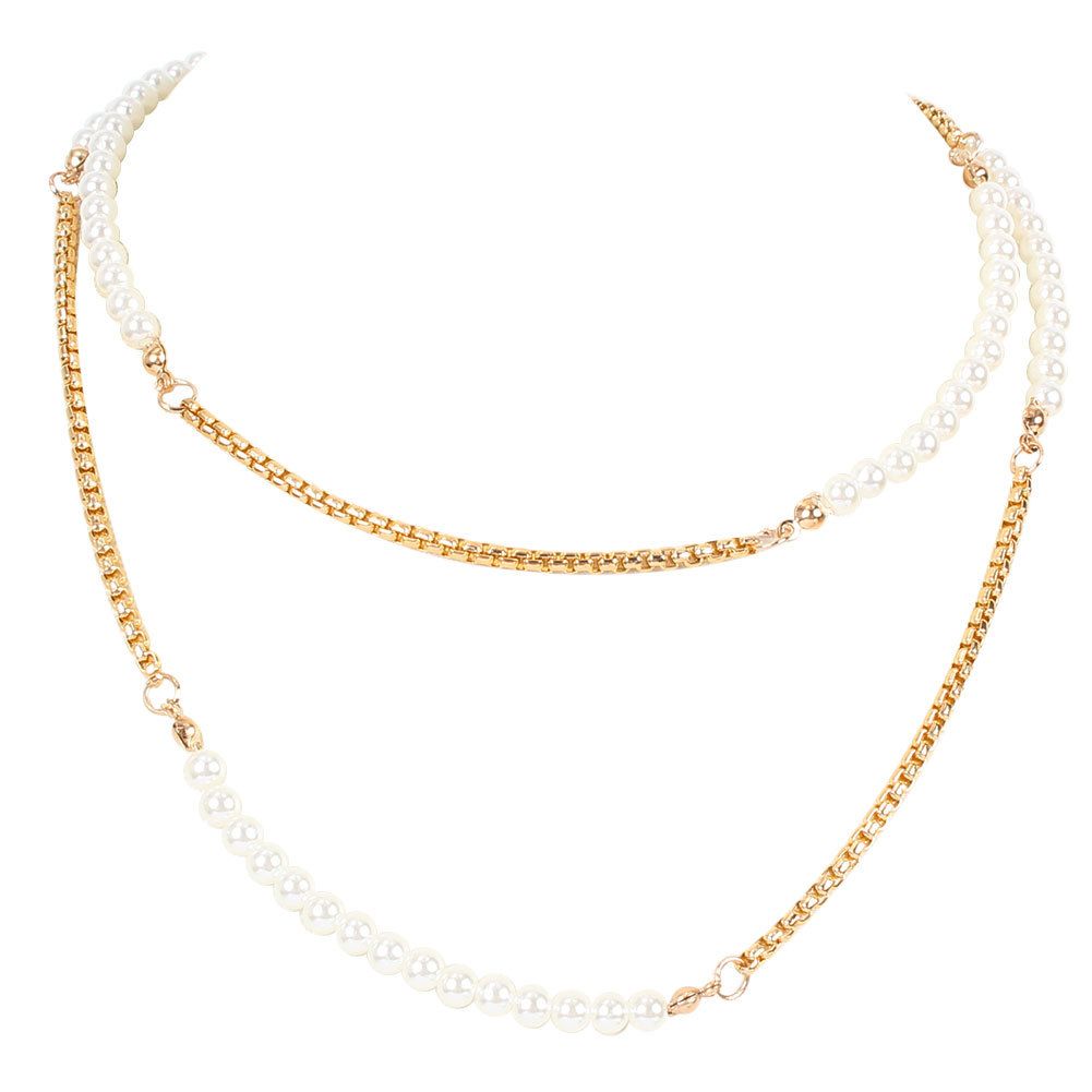 Fashion Bohemian Pearl Necklace Alloy Multilayer Jewelry Women Necklace_ipsvogv.com