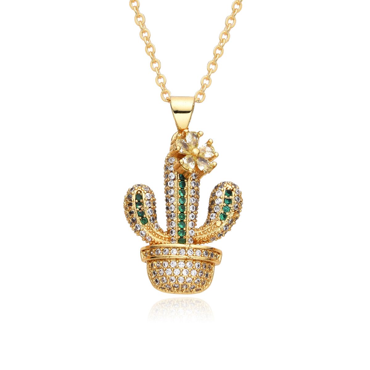Niche Design Necklace Fashionable And Simple Cactus Love Flower Pendant Clavicle Necklace For Women_ipsvogv.com