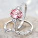 Sanjie Simulation Tourmaline Pink Zircon Paired Ring, Women's Wedding Jewelry, Valentine's Day Gift_ipsvogv.com