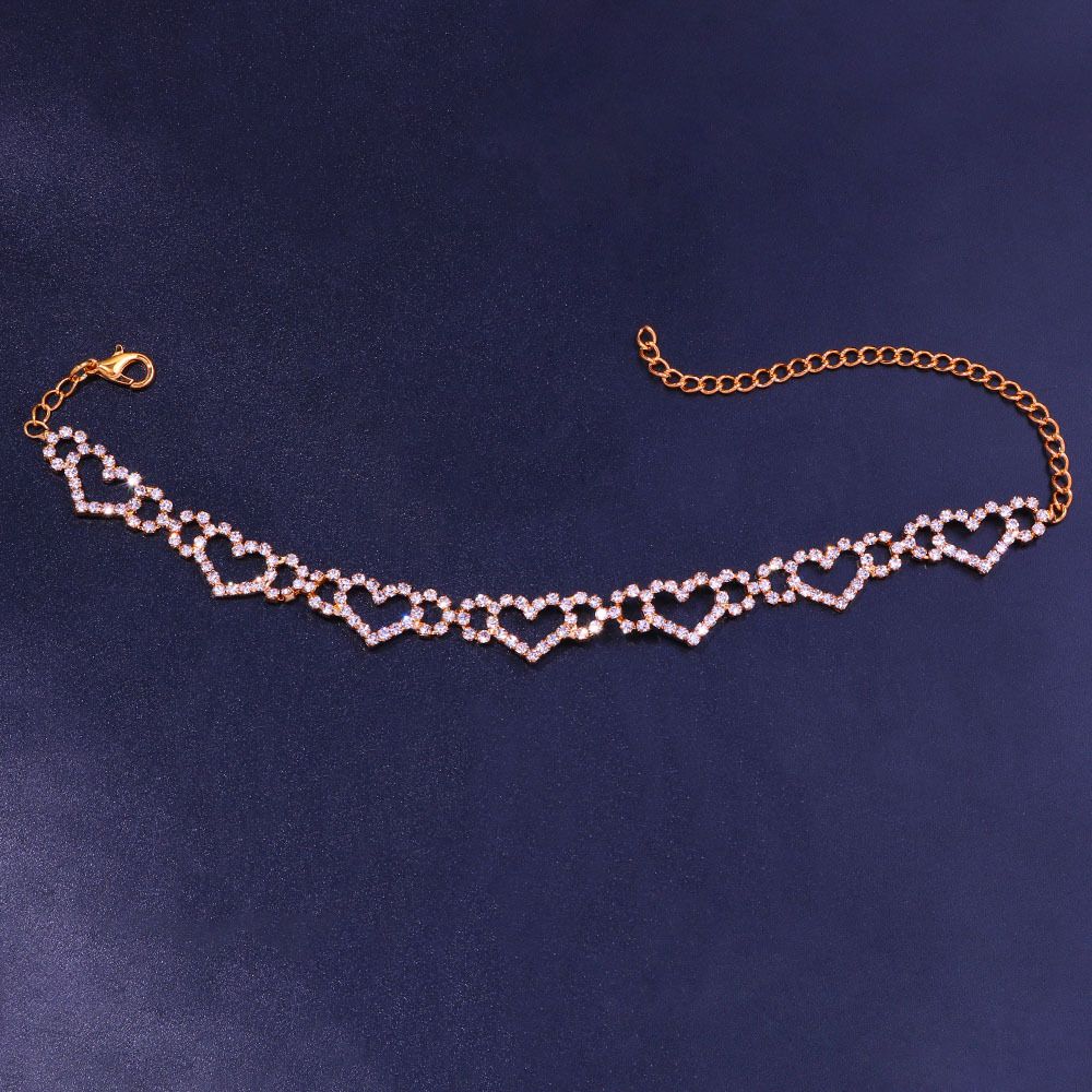 Jewelry Light Luxury Hollow Love Anklet Fashion Shiny Hole Rhinestone Anklet for Women_ipsvogv.com