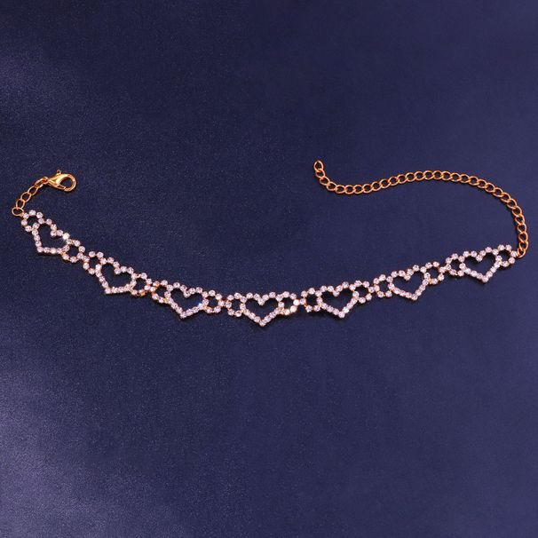 Jewelry Light Luxury Hollow Love Anklet Fashion Shiny Hole Rhinestone Anklet for Women_ipsvogv.com