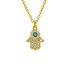 Gold Plated Blue Turkish Eye Palm Heart Diamond Drop Necklace Devil's Eye Necklace_ipsvogv.com