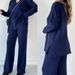 Women's Clothing autumn new solid color fashion lapel loose casual sweater two piece set for women_ipsvogv.com