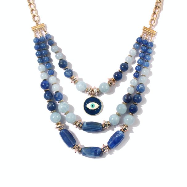 Jewelry fashionable blue devil's eye multi-layer collarbone chain necklace for women NK22950_ipsvogv.com