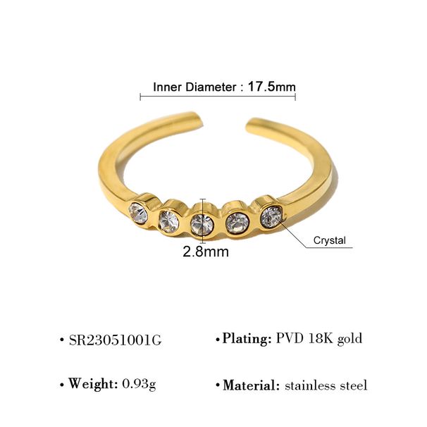 French Ins Style Inlaid White Zircon Titanium Steel Ring Color Retaining Adjustable Fashionable All Match Open Ring_ipsvogv.com