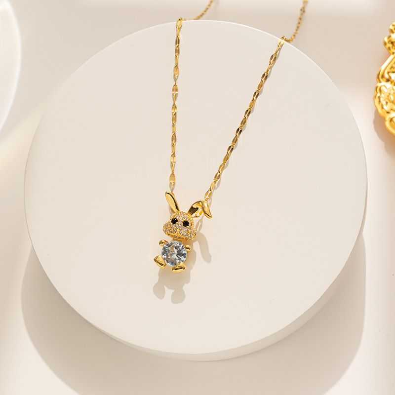 2023 Year Cute Crystal Pretty Little Rabbit Necklace, Versatile For Women, Simple Zircon Pendant, Gifts Girlfriend A_ipsvogv.com