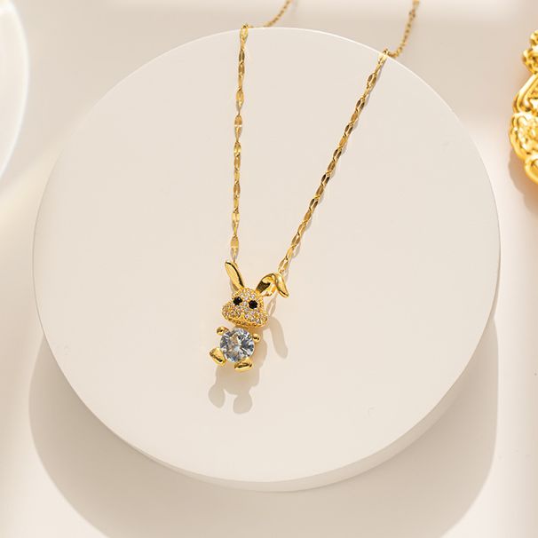 2023 Year Cute Crystal Pretty Little Rabbit Necklace, Versatile For Women, Simple Zircon Pendant, Gifts Girlfriend A_ipsvogv.com