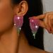 Unisex Fashion Color Earrings Full Diamond Long Tassel Heart Earrings For Women Temperament Water_ipsvogv.com
