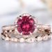Product 14k Rose Gold Pigeon Blood Red Set Ring Engagement Pair Jewelry_ipsvogv.com