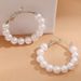 Korean Dongdaemun Style Large Circle Summer C-shaped Handmade Freshwater Pearl Earrings Ear Drops_ipsvogv.com