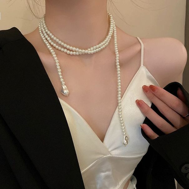 Pearl Necklace, Autumn And Winter Sweater Chain, Fashionable Long Style, High-end Temperament, Niche, Light Luxury,_ipsvogv.com