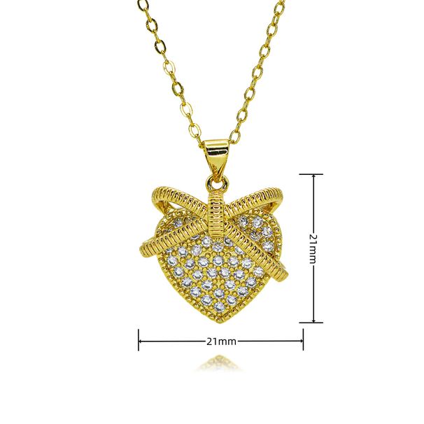 Pearl Turquoise Heart Necklace Female Temperament Versatile Inlaid Zircon Gold Plated Peach Heart Clavicle Chain Jewelry_ipsvogv.com