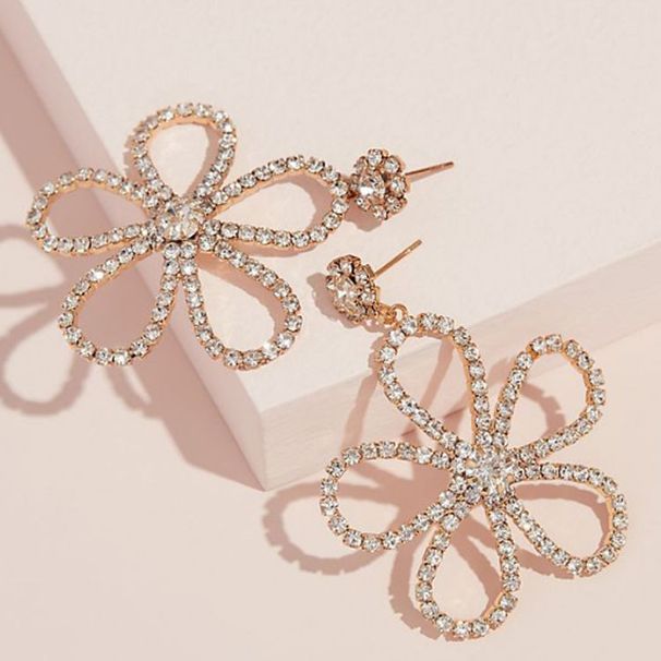 jewelry small fresh all-match flower earrings shiny niche elegant rhinestone earrings earrings_ipsvogv.com