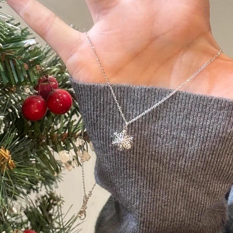 Sparkling Four Leaf Clover Zircon Necklace 2024 New Edition, Niche, Light Luxury, High-end Feeling, Titanium Steel Non_ipsvogv.com