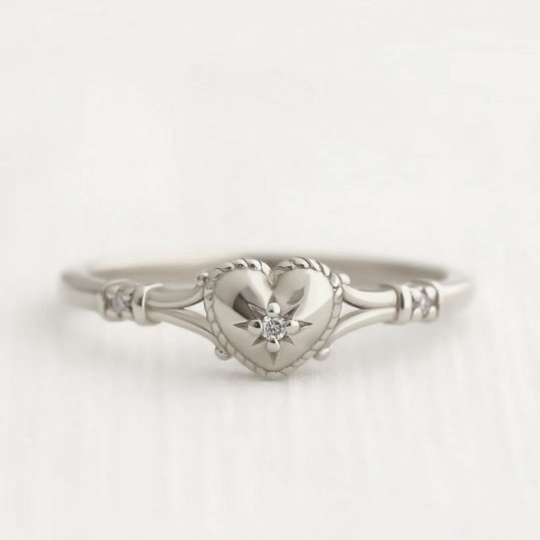 Sanjie Simple Fashion Heart Shaped Women's Silver Ring Instagram Internet Celebrity Wearing Accessories Love Jewelry_ipsvogv.com
