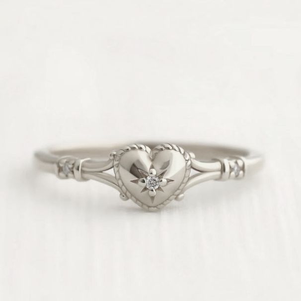 Sanjie Simple Fashion Heart Shaped Women's Silver Ring Instagram Internet Celebrity Wearing Accessories Love Jewelry_ipsvogv.com