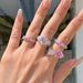 Nordic S Sterling Silver Ring Wedding Banquet, High Grade Love Pink Zircon Design for Women's Accessories_ipsvogv.com
