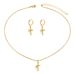 Niche Simple Cross Necklace Earrings Set Ins Light Luxury Inlaid Zircon Design Necklace Set Clavicle Chain_ipsvogv.com