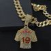 Saipai New Product Full Diamond Drip Oil Yamai No.19 Jersey Alloy Pendant Men's Personalized Trendy Cuban Chain_ipsvogv.com