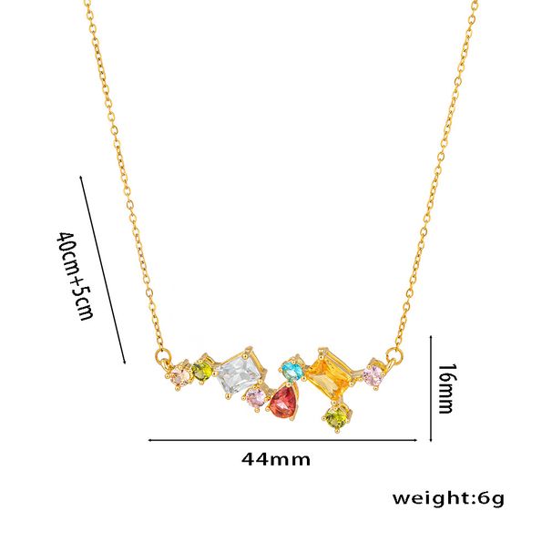 Necklace Female Internet Celebrity Sparkling Colorful Zircon Light Luxury Necklace Candy Color Versatile Collarbone_ipsvogv.com