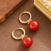 Korean Version Of Super Fairy Exquisite Fashion Festive Red Agate Ear Buckle Earrings, Women's High-end Feeling, Light_ipsvogv.com