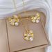 【 Titanium Steel 】 Necklace Earring Light Luxury Full Diamond Bow Pearl Personalized Temperament Banquet Earrings Set_ipsvogv.com