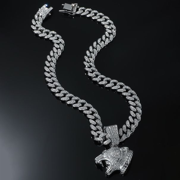 New Trend Versatile Black Leopard Head Pendant Necklace for Men's Fashion_ipsvogv.com