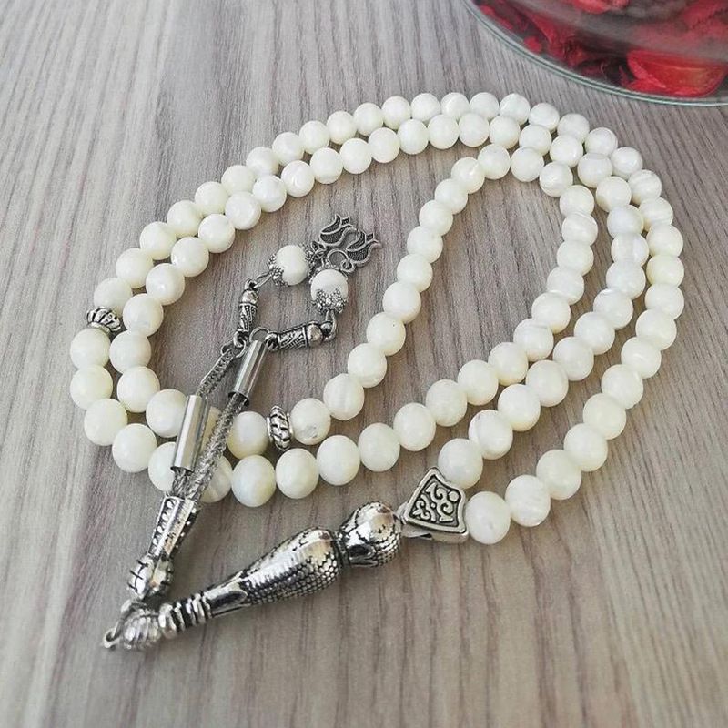 99 8cm Pure White Flash Stone Moose Prayer Beads Taisbihai_ipsvogv.com
