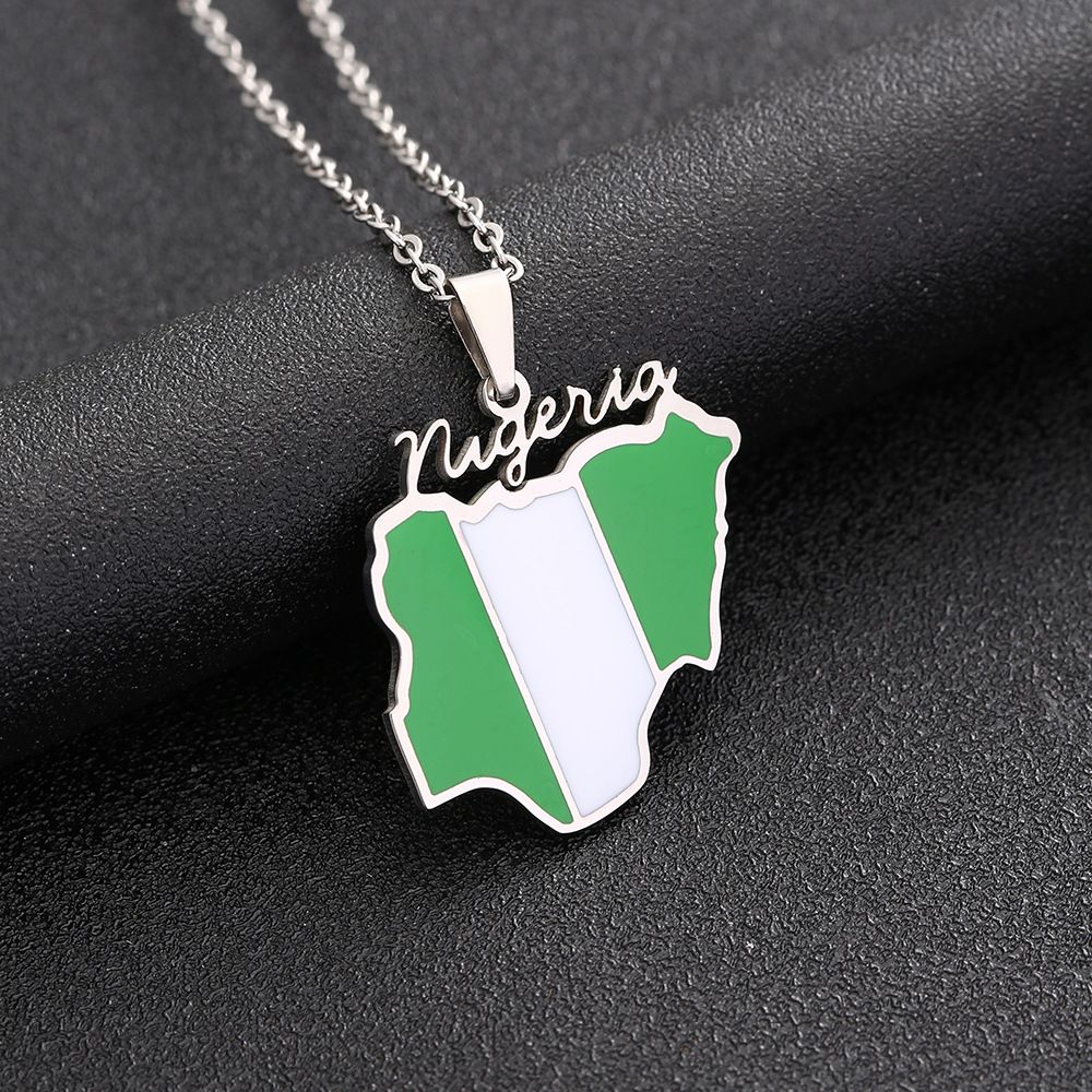 hot selling African Nigeria map stainless steel necklace men and women's titanium steel oil drop pendant trendy accessories_ipsvogv.com
