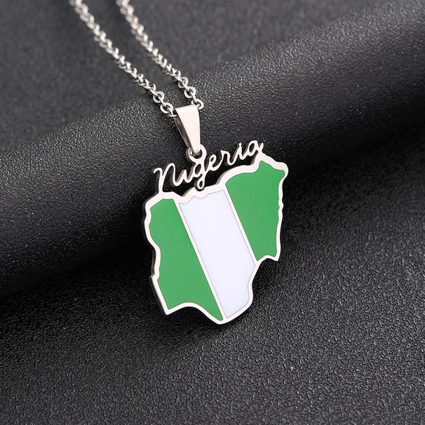 hot selling African Nigeria map stainless steel necklace men and women's titanium steel oil drop pendant trendy accessories_ipsvogv.com