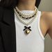 Accessories Fashion Pearl Ribbon Beaded High-end Heart Pendant Necklace Set_ipsvogv.com