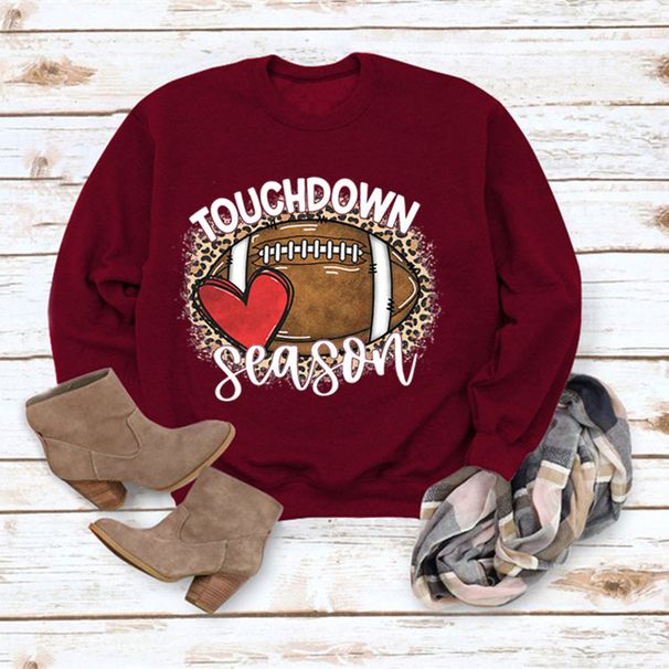 Women's Clothing Site Ready Stock Simple Pullover Crewneck Top T shirt TouchDown Print Loose Sweatshirt_ipsvogv.com