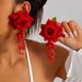 Women’s Jewelry Set Fashion Romantic Fashion All Match Colorful Three Dimensional Large Flower Tassel Pendant Earrings Simulation Flower Earrings_ipsvogv.com