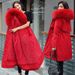 Women's Clothing new winter cotton padded coat, medium length, large fur collar, velvet lining, overcoat, cotton padded coat, trendy for women_ipsvogv.com