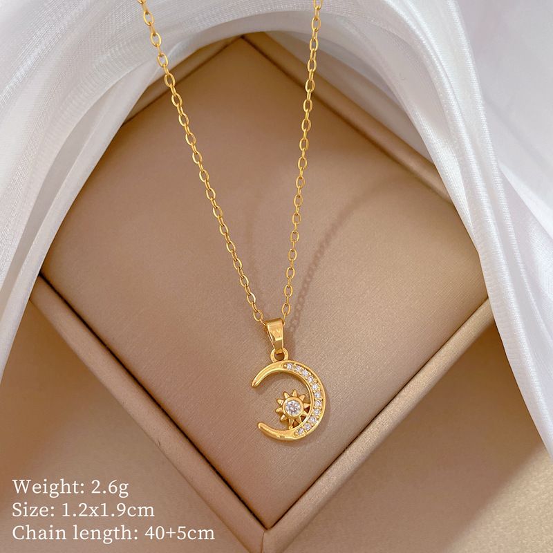 】 Star 【 Moon Light Luxury Charm Gorgeous Full Diamond Necklace Women's Versatile Clavicle Titanium Steel Chain 【 】_ipsvogv.com