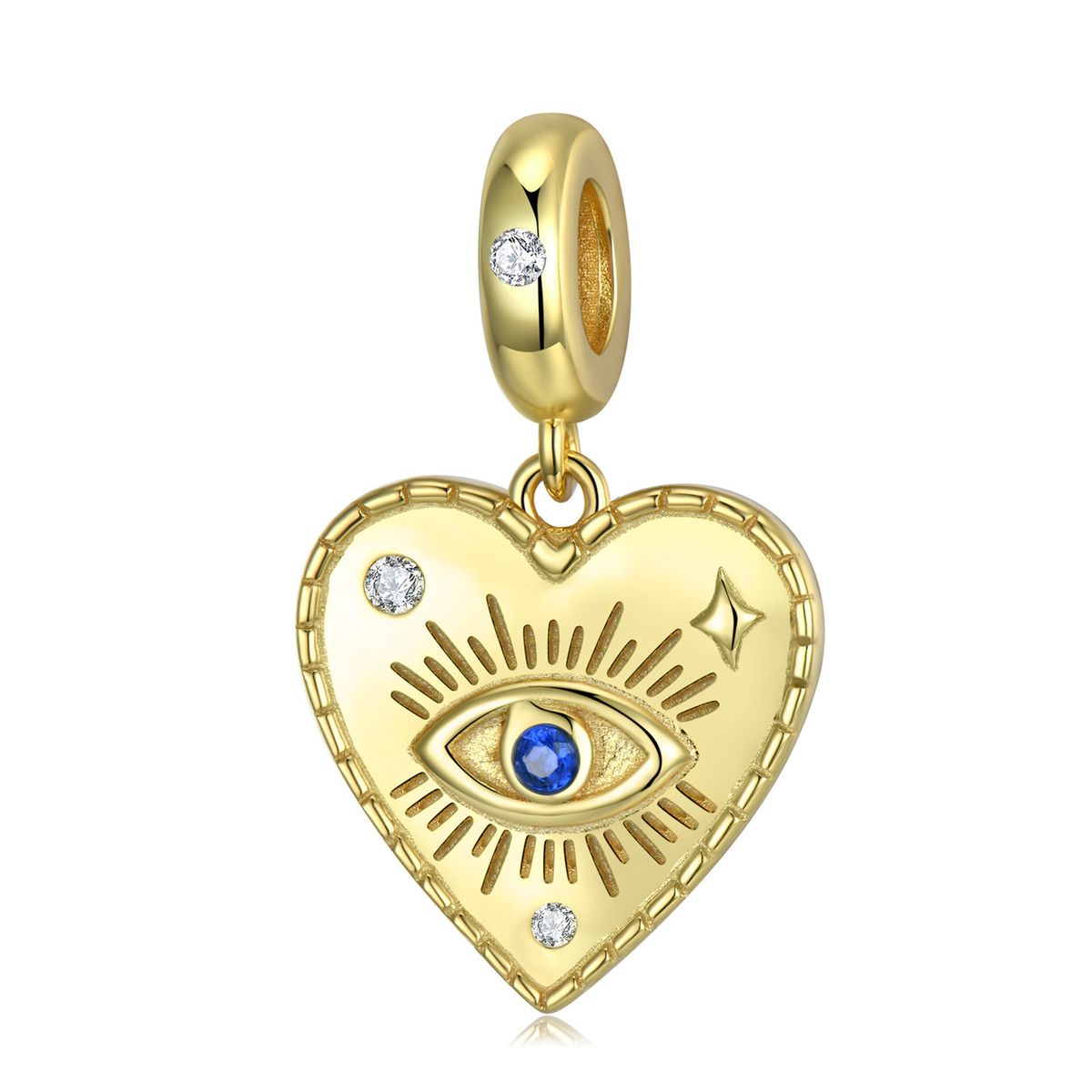 Women's Jewelry MAGIC CHARMS Demon Eye Heart Shape S925 Sterling Silver Gold Plated Pendant Bracelet DIY Accessories_ipsvogv.com
