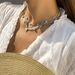 Bohemian crushed stone crystal versatile collarbone chain, European and American ethnic style star leaf shell necklace, female niche design_ipsvogv.com