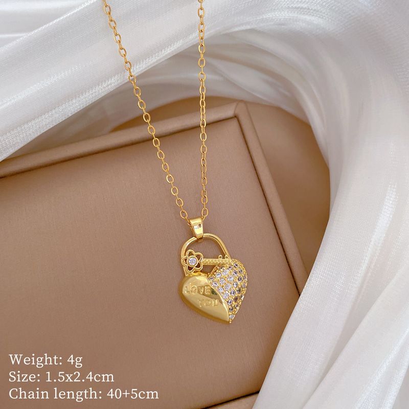 】 Flower 【 Love Light Luxury Charm Gorgeous Full Diamond Necklace Women's Versatile Clavicle Titanium Steel Chain 【 】_ipsvogv.com