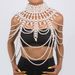 C0419 Exaggerated Heavy Industry Pearl Shawl with Layered Tribal Style Hollow Weaving Sexy Body Chain_ipsvogv.com