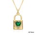 Korean Style Love Lock Necklace - Copper Inlaid Zircon Pendant, Romantic Groove Design Jewelry For Women_ipsvogv.com