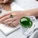 New Creative Green Agate Open Simple Diamond-Encrusted Ring Unisex Chalcedony Silver Jewelry_ipsvogv.com