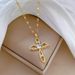 【 Titanium Steel 】 Luxury Angel Cross Internet Celebrity Same Style Deep Pink Necklace For Women's Fashion Trend_ipsvogv.com