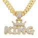 hip hop cool glossy king letter pendant necklace necklace Men's trendy cool Cuban chain accessories_ipsvogv.com