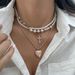 Pearl necklace jewelry autumn and winter clavicle chain cross pendant heavy multi layer choker female_ipsvogv.com