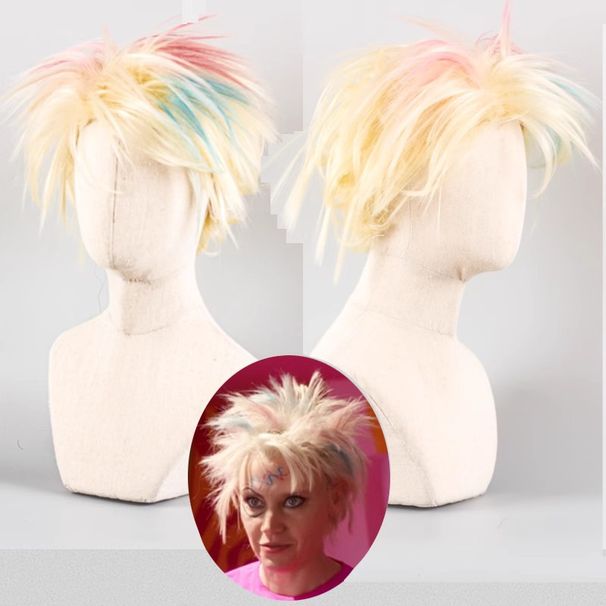 Weird Punk Style Wig Highlights Short Curly Hair cosplay wig_ipsvogv.com