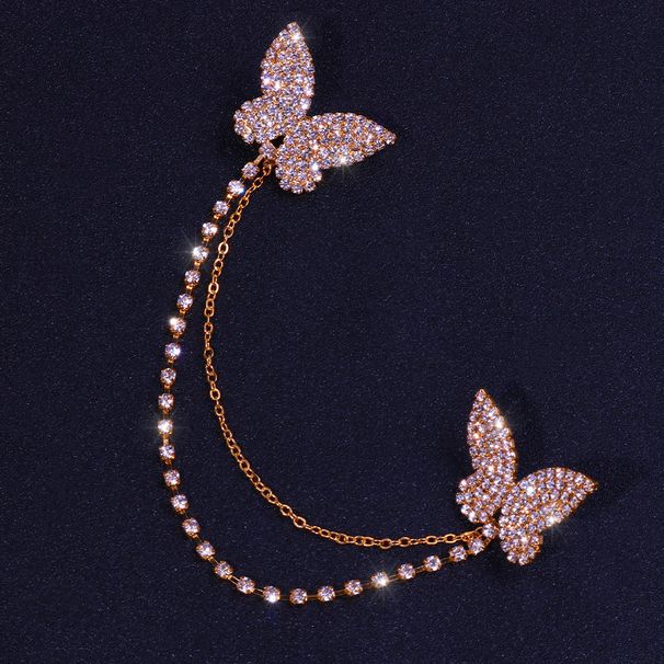 asymmetric diamond butterfly stud earrings fashion ins diamond chain integrated ear bone clip earrings earring_ipsvogv.com