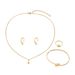 Women’s Jewelry Set Fashion Simple And Fresh Korean Earrings And Necklace Jewelry Set Water Drop Design Ring Personality Opening Adjustment Bracelet_ipsvogv.com